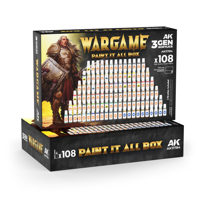AK Interactive 3GEN Acrylics Wargame Paint It All Box 108 Colors
