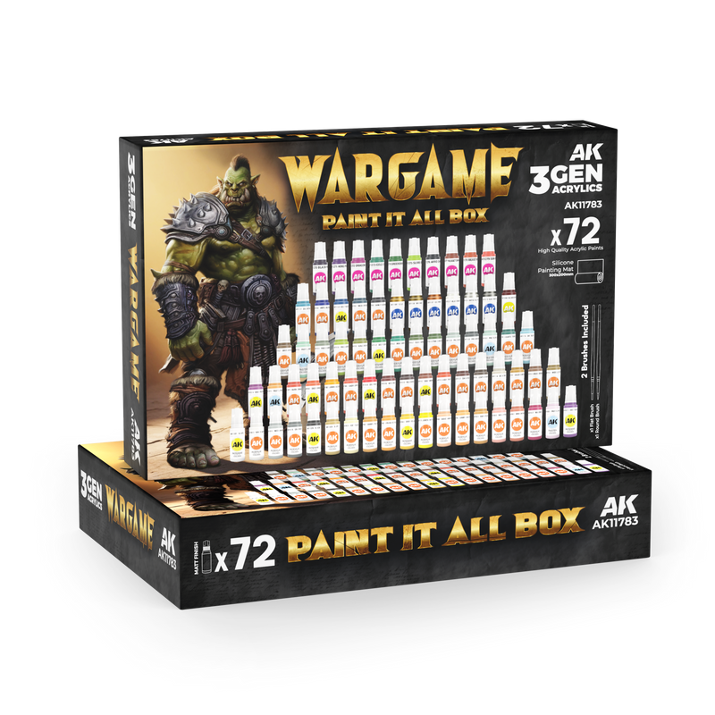 AK Interactive 3GEN Acrylics Wargame Paint It All Box 72 Colors
