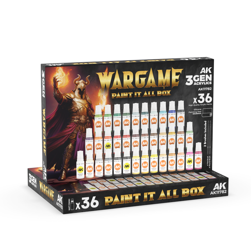 AK Interactive 3GEN Acrylics Wargame Paint It All Box 36 Colors