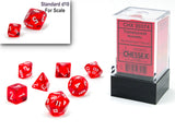 Red / White: Translucent Mini-Polyhedral Dice Set (7's) CHX 20374