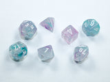 Wisteria / White: Nebula Mini-Polyhedral Dice Set (7's) CHX 20545