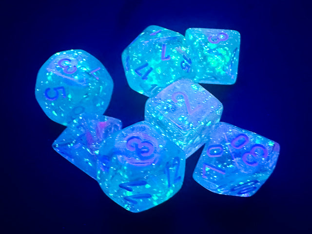 Wisteria / White: Nebula Mini-Polyhedral Dice Set (7's) CHX 20545