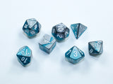 Steel-Teal / White: Gemini Mini-Polyhedral Dice Set (7's) CHX 20656
