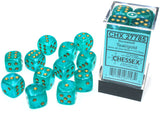 Teal / Gold Luminary: Borealis 12d6 16mm Dice Block (12's) CHX 27785