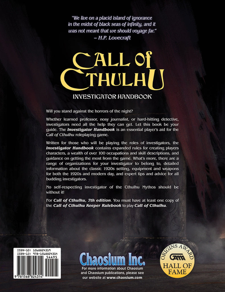 Call of Cthulhu RPG: 7th Edition Investigator Handbook (Hardcover) CHA 23136-H