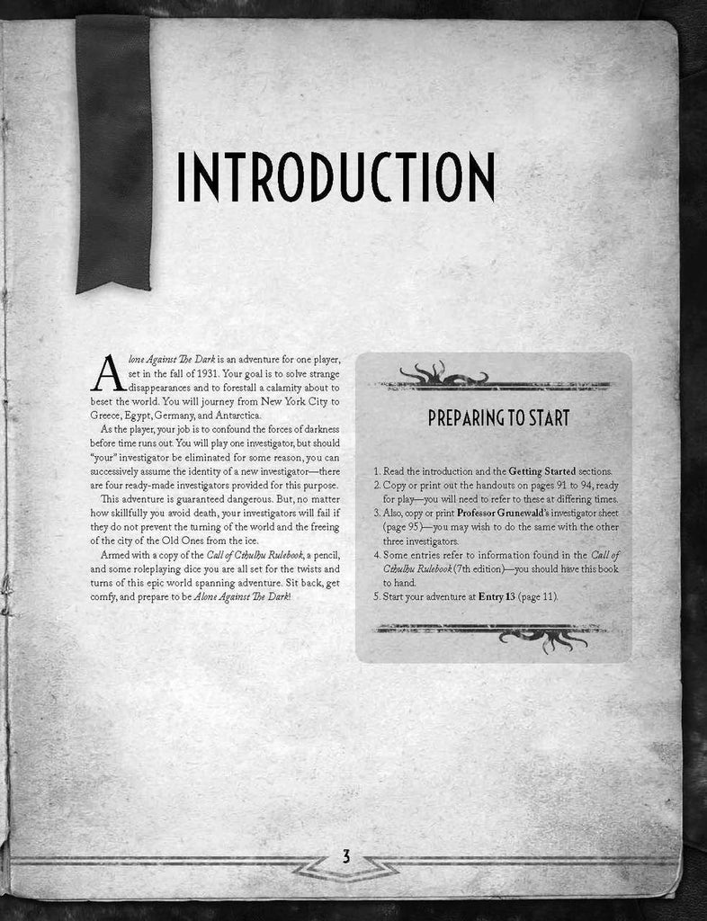 Call of Cthulhu RPG: Alone Against the Dark - Defying the Triumph of the Ice CHA 23154