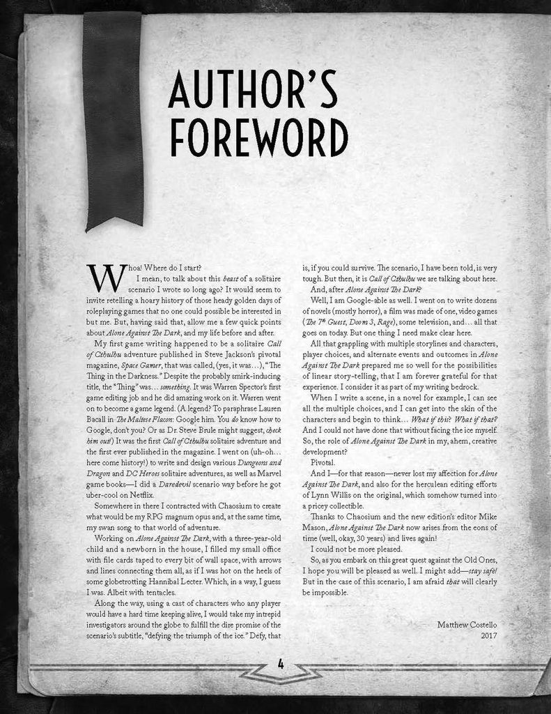 Call of Cthulhu RPG: Alone Against the Dark - Defying the Triumph of the Ice CHA 23154