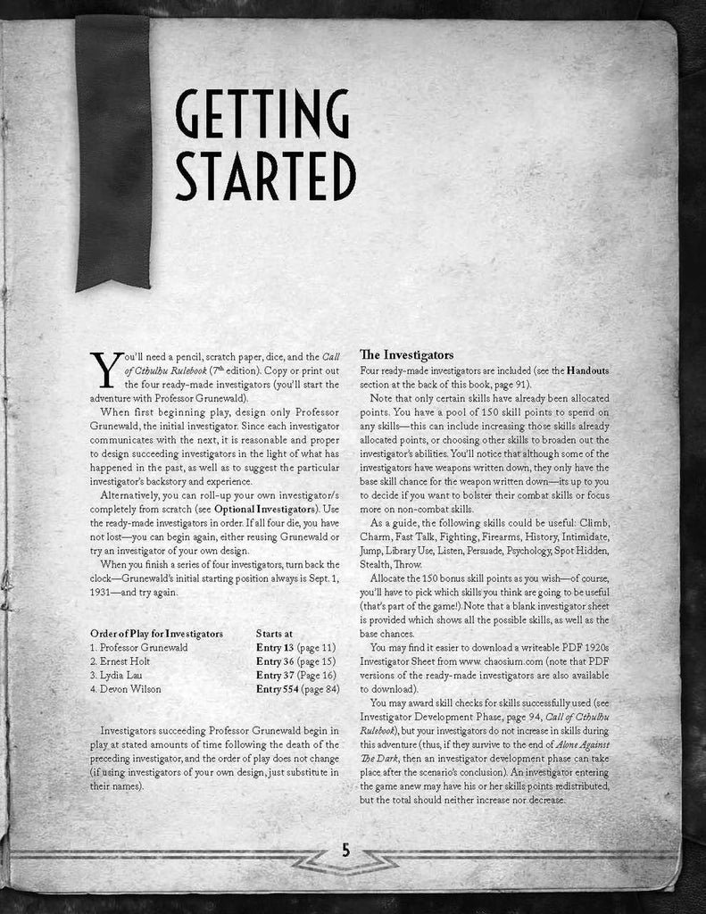 Call of Cthulhu RPG: Alone Against the Dark - Defying the Triumph of the Ice CHA 23154