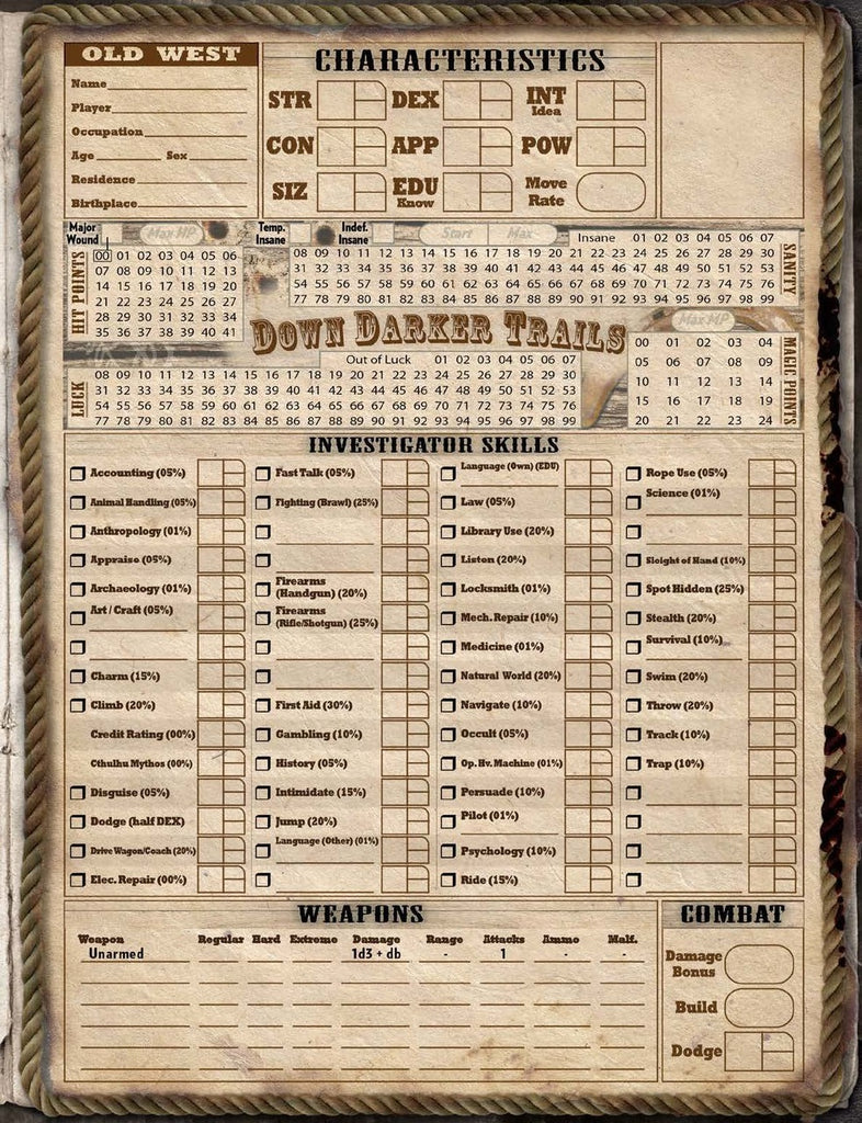 Call of Cthulhu RPG: Against the Mythos in the Down Darker Trails Setting - Shadows over Stillwater (Hardcover) CHA 23156-H