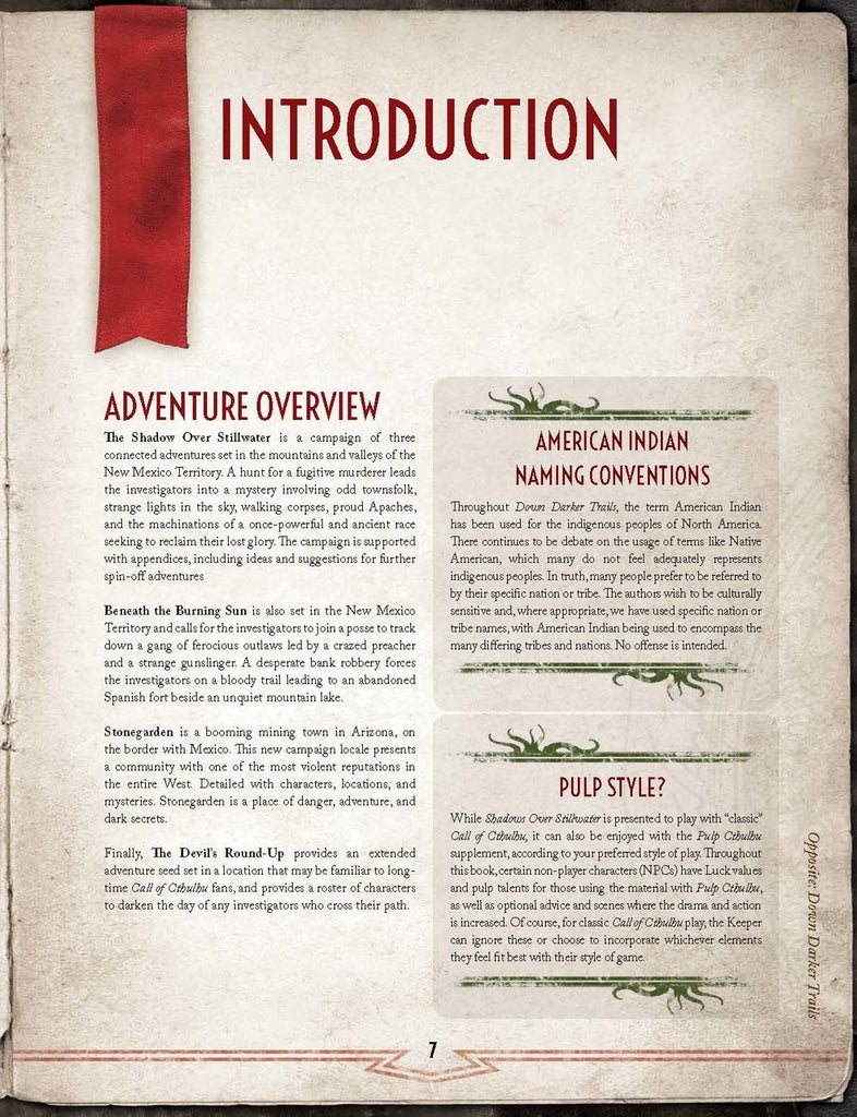 Call of Cthulhu RPG: Against the Mythos in the Down Darker Trails Setting - Shadows over Stillwater (Hardcover) CHA 23156-H