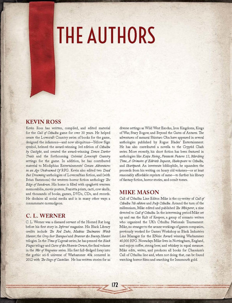 Call of Cthulhu RPG: Against the Mythos in the Down Darker Trails Setting - Shadows over Stillwater (Hardcover) CHA 23156-H