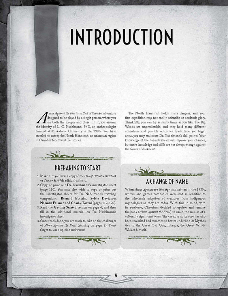 Call of Cthulhu RPG: Alone Against the Frost CHA 23164