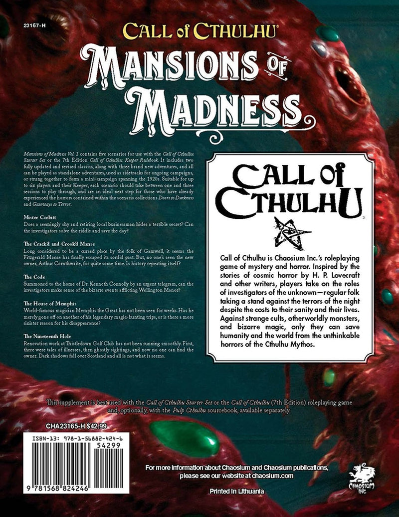 Call of Cthulhu RPG: Mansions of Madness Vol. 1 - Behind Closed Doors (Hardcover) CHA 23167-H