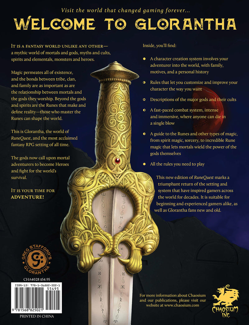 RuneQuest RPG: Roleplaying in Glorantha Rulebook (Hardcover) CHA 4028-H