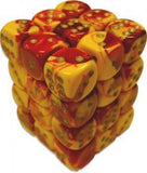 Red-Yellow / Silver: Gemini 12mm 36d6 Dice Block CHX 26850