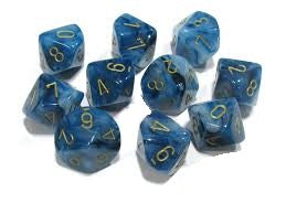 Teal / Gold : Phantom d10 Dice Set (10's) CHX 27289