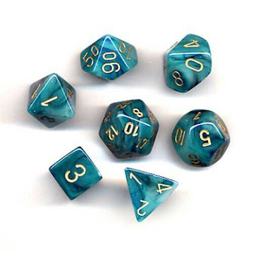 Teal / Gold: Phantom Polyhedral Die Set (7's) CHX 27489