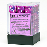 Violet / White: Festive 36d6 12mm Dice Block CHX 27857