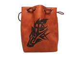 Brown Leather Lite Wolf Design Self-Standing Large Dice Bag ERD 538