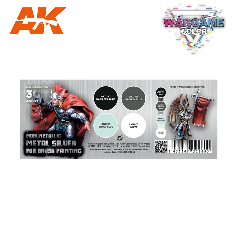 3Gen Acrylics: Wargame Color Set - Non Metallic Metal Silver (with brush) LTG AK-1073