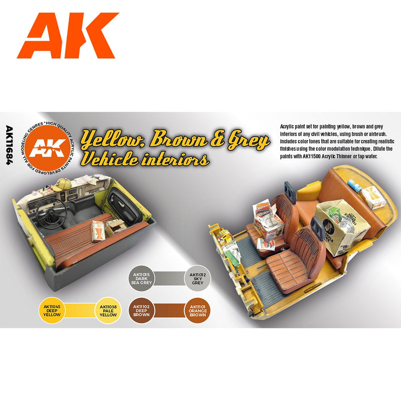 3Gen Acrylics: Yellow, Brown & Grey Vehicle Interiors LTG AK-11684