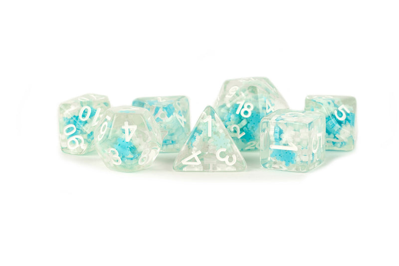16mm Resin Poly Dice Set: Snowflake Dice MET 752