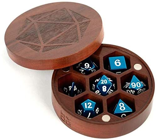 Wood Round Chest Dice Case: Purple Heart MET 813