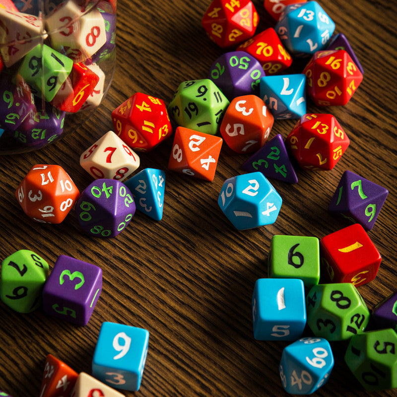 Round Jar of Classic RPG Dice (80) QWS JMIX07