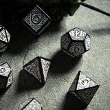 Celtic 3D Revised Black & White Dice Set (7) QWS SCER05