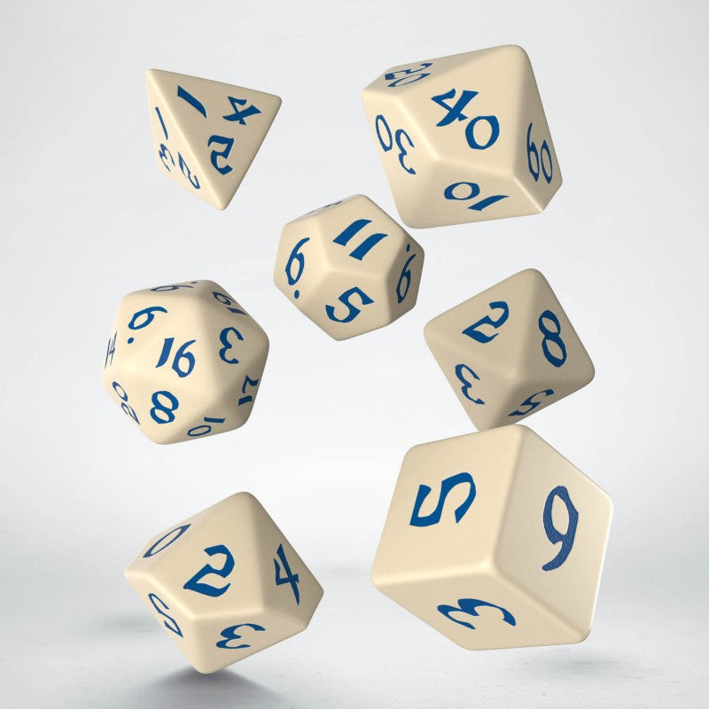 Classic Runic Beige & blue Dice Set (7) QWS SCLR1Z