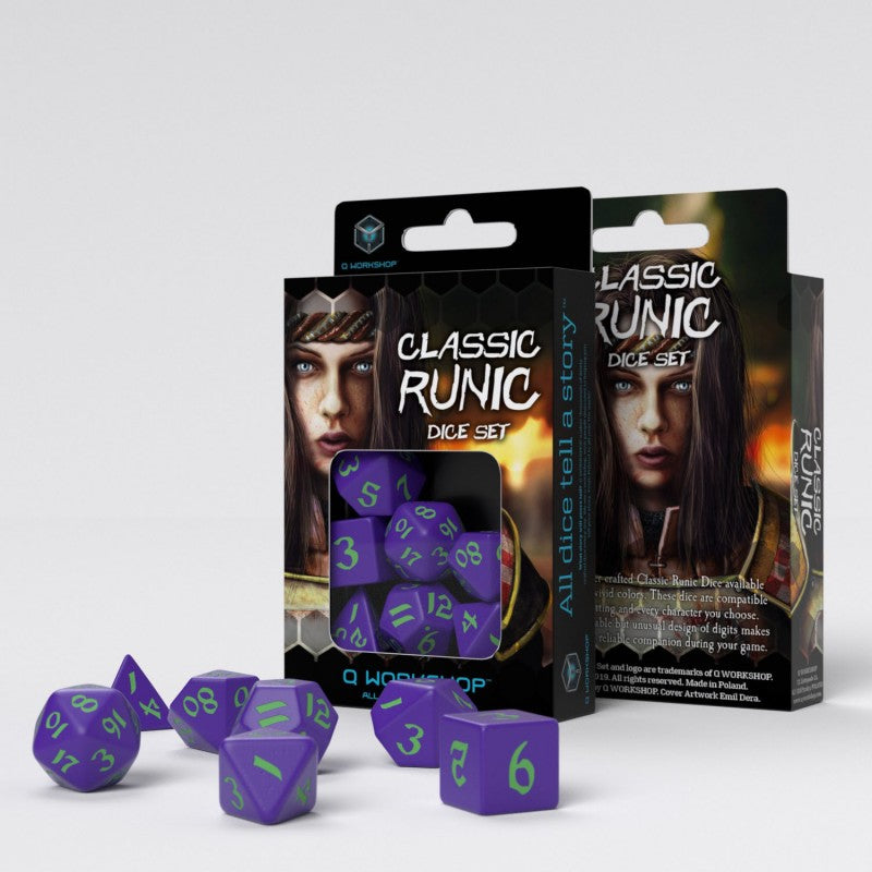 Classic Runic Purple & Green Dice Set (7) QWS SCLR76