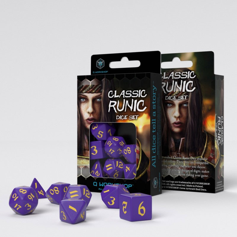 Classic Runic Purple & Yellow Dice Set (7) QWS SCLR93