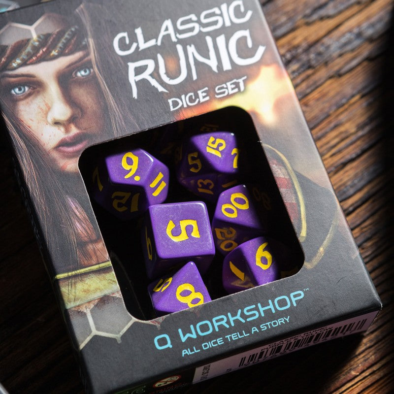 Classic Runic Purple & Yellow Dice Set (7) QWS SCLR93