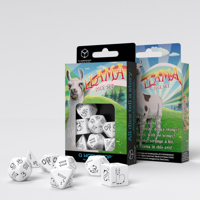 Bright Llama Dice Set (White & Black) QWS SLLA02