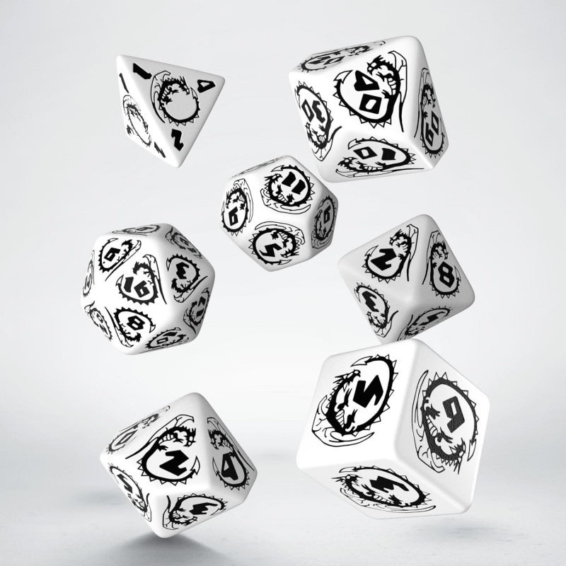 Dragons White & Black Dice Set (7) QWS SDRA02