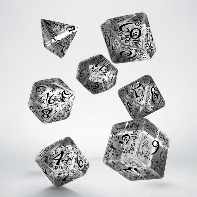 Elvish Translucent & Black Dice Set (7) QWS SELV10
