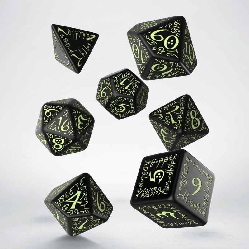 Elvish Black & Glow-in-the-Dark Dice Set (7) QWS SELV19