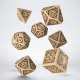 Steampunk Clockwork Beige & Brown Dice Set (7) QWS SSTC74