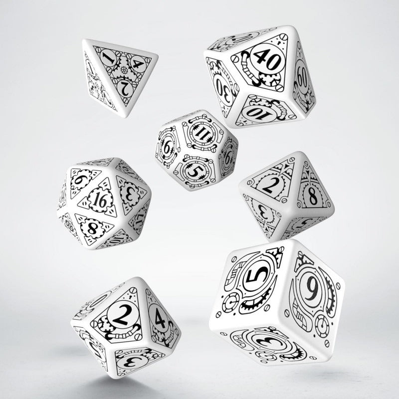 Steampunk White & Black Dice Set (7) QWS SSTE02