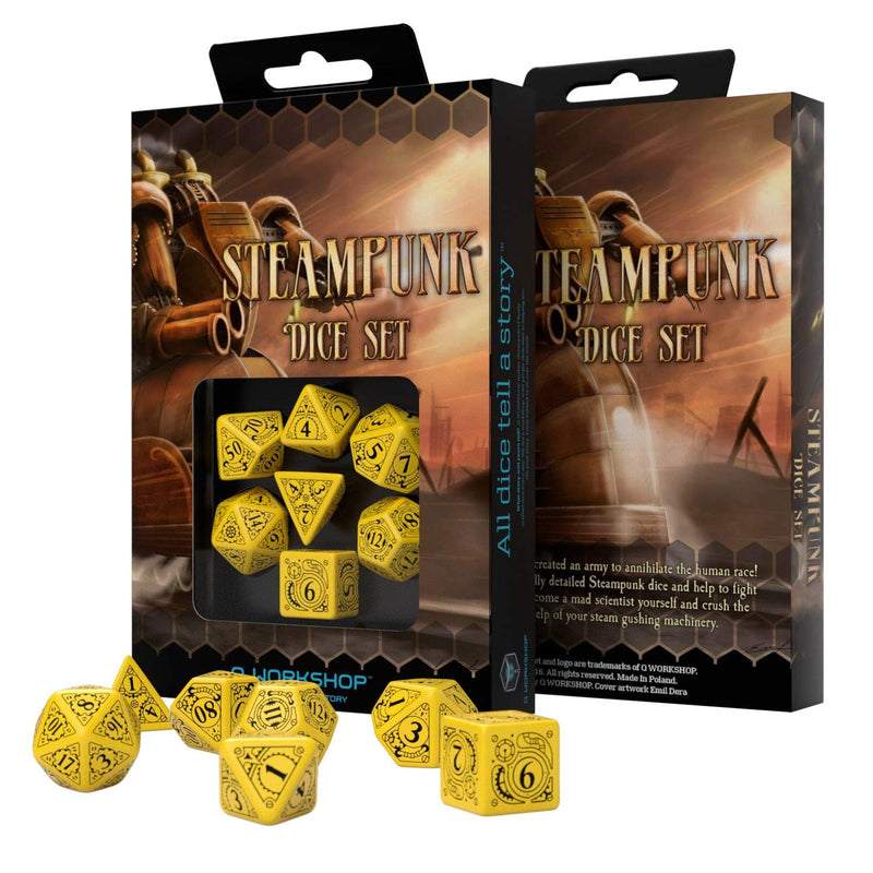 Steampunk  Yellow & Black Dice Set (7) QWS SSTE13
