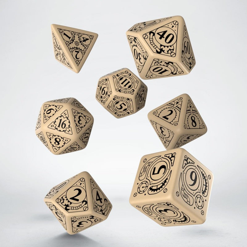 Steampunk Beige & Black Dice Set (7) QWS SSTE18