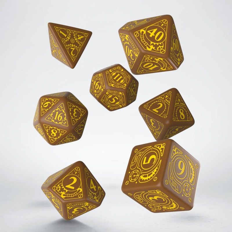 Steampunk Brown & Yellow Dice Set (7) QWS SSTE32