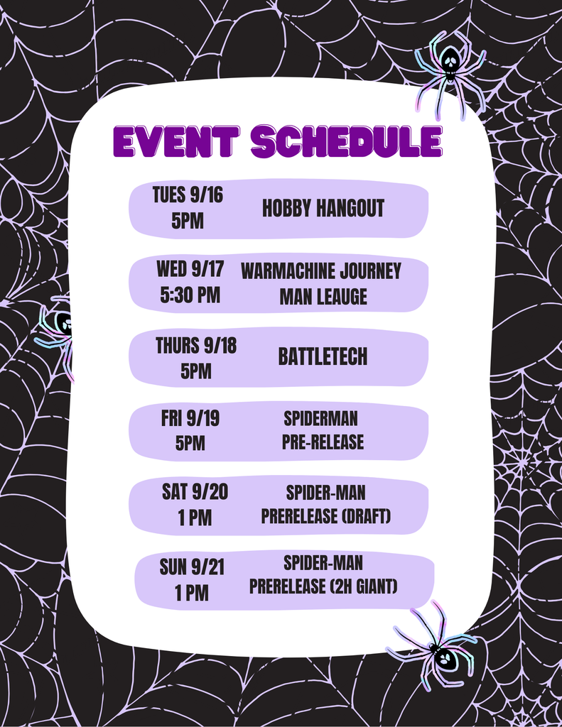 Weekly Events at The Hidden Lair: September 16 – 21