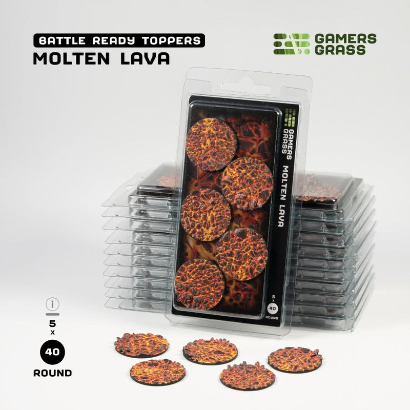 Battle Ready Toppers: Molten Lava- Round 40mm (x5)