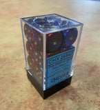 Blue-Magenta/ gold Dice Block 12 Gemini 16mm Pipped d6 Dice