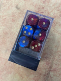 Blue-Magenta/ gold Dice Block 12 Gemini 16mm Pipped d6 Dice