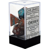 Copper-Teal/silver Gemini Polyhedral 7-Die Set