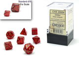Ruby / Gold: Glitter Mini-Polyhedral Dice Set (7's) CHX 20504