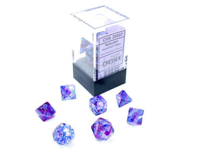 Nocturnal / Blue Luminary: Nebula Mini-Polyhedral Dice Set (7's) CHX 20557