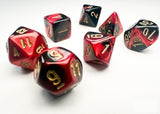 Gemini: Mini-Polyhedral Black-Red/gold 7-Die Set CHX 20633